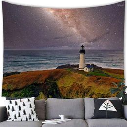 Tapestries Ocean Tapestry Lighthouse Island Pattern Wall Hanging For Bedroom Home Boho Style Cloth Decor T0019