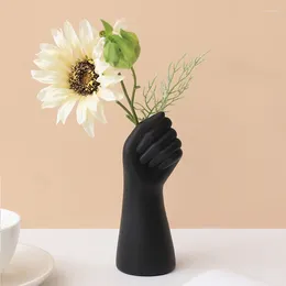 Vases Light Luxury Hand-shaped Vase White Black Nordic Style Tabletop Creative Floral Decoration Modern Home Office Ornament