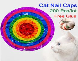 10 Mixture Colours 200 Pcslot Soft Anti Scratch Dog Cat Nail Caps Cover Control Paw Claws Pet Nail Protector With Glue And A4581591