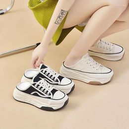 Casual Shoes Sport Custom Designer Fashion Platform Chunky Heels Sneakers For Women White Canvas Slingback