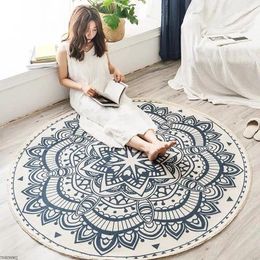 Carpets Round Hand Woven Cotton Yarn Tassels Carpet Japanese Small Area Rug Retro Boho Living Room Antiskid Mat Floor