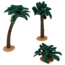 Decorative Flowers 3 Pcs Coconut Tree Model Toy Garden Decorations Palm Ornament Glass Plastic Micro Landscape DIY Adornment
