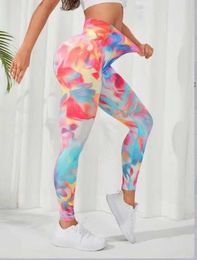 Women's Leggings Hip Lifting Seamless Fitness Gym Leggings Digital Print Pants Women Exercise Tights Tummy Control High Waist Workout Pants Y240508