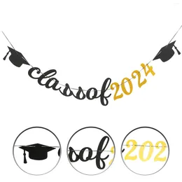 Party Decoration 2024 Graduation Flag Pulling Decorative Banner Wall Hanging Paper Decorations