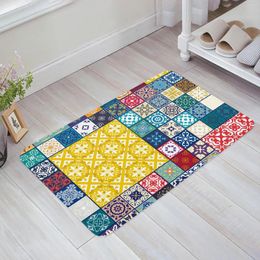 Carpets Bohemian Retro Ethnic Square Floor Mat Entrance Door Living Room Kitchen Rug Non-Slip Carpet Bathroom Doormat Home Decor