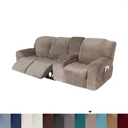 Chair Covers 3 Seater Recliner Cover With Console Slate Velvet Sofa Slipcover For Living Room Split Elastic Straps