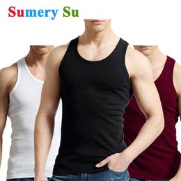 Tank Tops Men 100% Cotton Solid Vest Male Breathable Sleeveless Tops Slim Casual Gym Running Comfortable Undershirt Mens Gift 240513