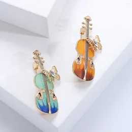 Brooches Dmari Women Brooch Cute Enamel Violin Pin Tiny Butterfly On The Surface Fashion Accessories Jewellery For Clothing