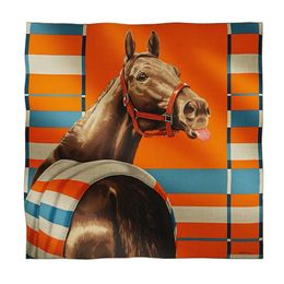 Brand Designer Silk Scarf Fashion Luxury Square Twill H Fine Horse Print Silk Turban Leisure Sports Wrist Long Handle Bag Scarfs 90cm