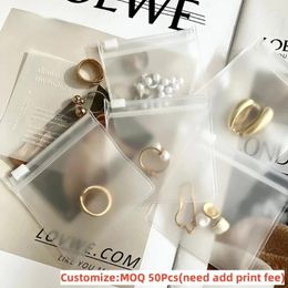 Storage Bags 50Pcs Thicken Frosted Jewellery Packaging Zipper Earring Bracelet Necklace Accessories Display Favours Dustproof