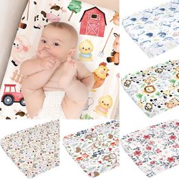 Baby Changing Pad Cover Stretch Breathable Soft Diaper Changing Table Covers Cartoon Farm Style Print Patterns Diaper Changing Mat Sheets