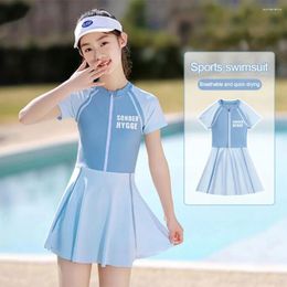 Women's Swimwear Girls' Sports Style One-Piece Swimsuit With Anti-Emptied Boxers Professional Sun Protection Quick Drying Spring
