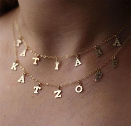 Initial Letter Necklace Name Choker 14K Gold Filled Jewellery Number Pendants Collier Femme Kolye Jewellery Boho Necklace for Women Q03945766