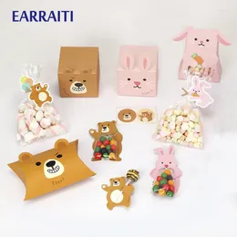 Gift Wrap 12PCS Small Candy Box For Baby Shower Kids Birthday Party Favours Pillow Packaing Bag Cookie Chocolate Cute Bear