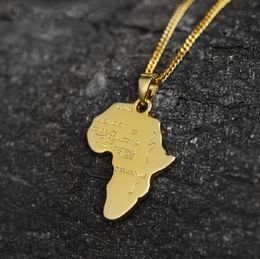 Mens 18k Gold Silver Charm Africa Map Pendant Necklace Fashion Hip Hop Jewellery For Stainless Steel Chain Micro Rock Men Choker Nec2361219