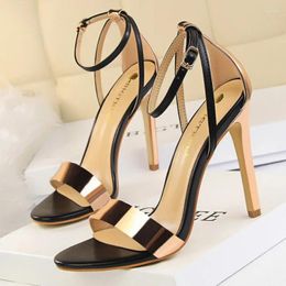 Sandals 2024 Summer Gladiator High Heels Female Fashion Street Style Square Open Toe Buckle Strap Women Shoes Black Sandalias