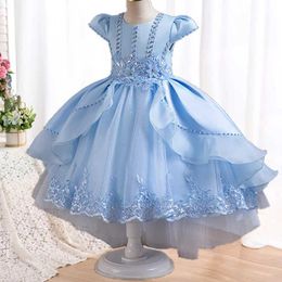 Girl's Dresses 2024 New Hot Selling Girls Halloween Dress with Bow Belt Girls Party Birthday Performance Tailcoat 4-12 Year Old Girls Clothing Y240514