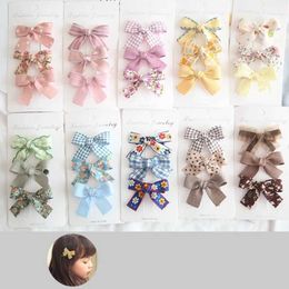 Hair Accessories 3Pcs/Set Baby Girl Hair Clips Lattice Children Barrettes Clips Flower Printed Bows Kids Girl Hairpins Baby Girl Hair Accessories