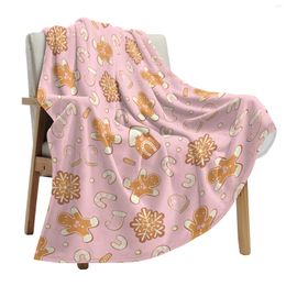 Blankets Christmas Gingerbread Man Pink Throw Blanket Soft Plush Warm Sofa Holiday Gifts