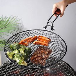 Tools Foldable Grill Basket Portable BBQ Grilling Stainless Steel With Handle Camping