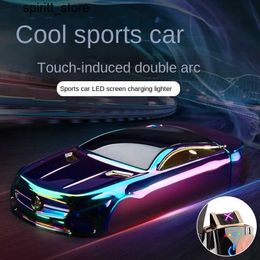 Lighters New Cool Sports Car Double Arc Light High end USB Charging Cigar Light Outdoor Portable Windproof Light Mens Gift S24513