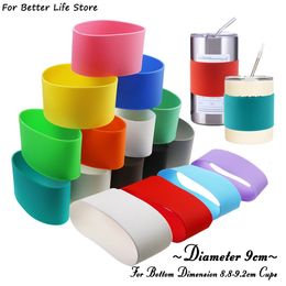 1Pc 34G 9cm Colour Soft Silicone Heat Insulated Cup Sleeve Antiskid Grain Stripes Nonslip Wraps Glass Odourless Anti Slip 240509