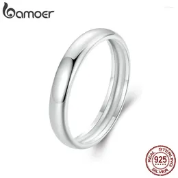 Cluster Rings Bamoer 925 Sterling Silver Minimalist Metallic Ring Vintage Classic S925 For Women Fine Jewellery Party Fashion Gift