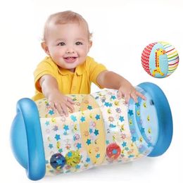 Inflatable Baby Crawling Roller Toy with Rattle and Ball PVC Early Educational Toy Early Development Fitness Toys For Children 240514
