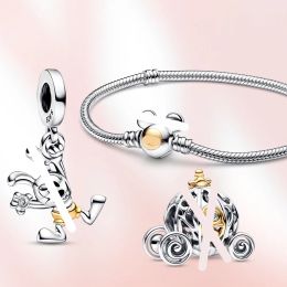 925 Sterling Silver charm bracelets anniversary Mouse Duck pendant DIY Fit Pandoras Original Bracelet pumpkin car jewelry gift with original box