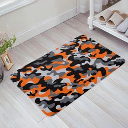 Carpets Camouflage Gray Orange Floor Mat Entrance Door Living Room Kitchen Rug Non-Slip Carpet Bathroom Doormat Home Decor