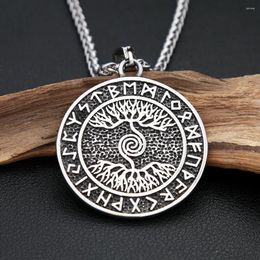Pendant Necklaces Classic Vintage Stainless Steel Viking Tree Of Life Necklace For Women Men Nordic Runes Amulet Scandinavian Jewelry Gift