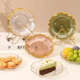 Plates Plastic Table PET Flower Pattern Fruit Dinnerware Partitioned Dish Dining Room