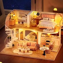 Architecture/DIY House DIY Doll House Wooden Case Miniature Furniture Dollhouse Handmade house model assembly Toys for Children Girls Birthday Gifts