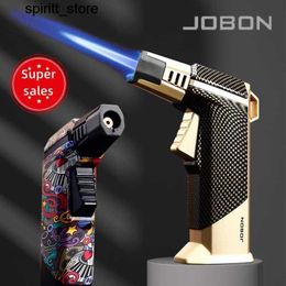 Lighters Outdoor barbecue JOBON windproof light with flame lock anti slip base ignition tool sturdy blue flame gun light 1300 C S24513 S24513