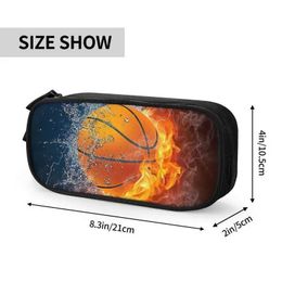 Pencil Bags Basketball Ice and Fire Kawaii Pencil Case for Girls and Boys Large Capacity Sports Pencil Bag for Students Stationery