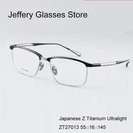 Sunglasses Frames Pure Titanium Large Size Half Glasses Square Men Fashion Business Optical Eyewear Prescription Diopter Eyeglasses ZT27013