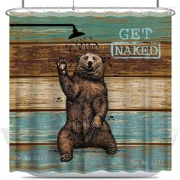 Shower Curtains Bear Funny Animal Bathroom Curtain Brown Cute Bathtub Farmhouse Kids Polyester Fabric With Plastic Hooks Waterproof Decor