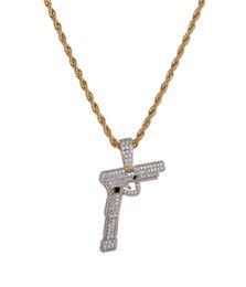 Hip Hop Rock Jewellery Gun Necklace Pendant Iced Out Gold Colour Plated Mens Gold Chain Gift6421355