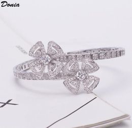Donia Jewellery luxury bangle party European American fashion card series flower classic microinlaid zircon bracelet ladies designe9731359