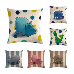 Pillow Cartoon Animal Rhinoceros Hippo Cover Covers Geometric Dot Line Bat Cases Bedroom Sofa Decoration ZY285