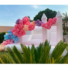 wholesale 4.5x4m (15x13.2ft) full PVC Jumper Inflatable White Bounce House Combo With Slide And Ball Pit Kids Commercial Bouncy Castle Jumping Bouncer