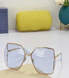 2021 women men high quality sunglasses gold metal oversize frame light blue lenses available with box7691476