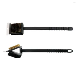 Tools 3 In 1 Corner Copper Wire Brush Sponge Shovel BBQ Tool Cleaning Barbecue Grill Oven Long Handle