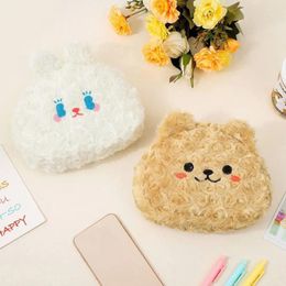 Storage Bags Cartoon Bear Student Girls Half Round Portable Desktop Bag Simple Pen Makeup