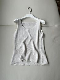 Women's Tanks 2024 Women Fashion Sleeveless Sexy Casual Silk Linen Knitted Vest 0510