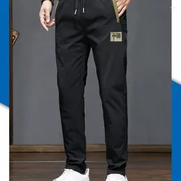 Men's Pants 2024 Clothing Trousers Drawstring Mid Waist Spring Autumn Fashion Casual Business All-match Sporty Solid Colour