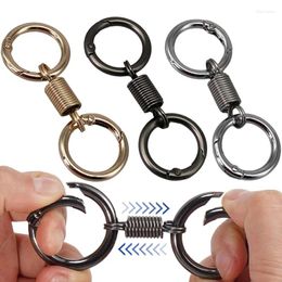 Keychains Round Retractable Spring Keychain Carabiner Buckle Waist Belt Clip Keyring Anti-lost Climbing Hook Car Key Chians Accessories