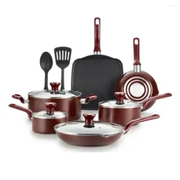 Cookware Sets Easy Care 12PC Set RED Pots For Cooking Nonstick Cozinha