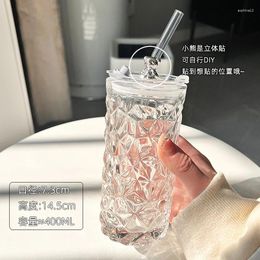 Wine Glasses 2024 Glass Water Cup Women's Coffee With Lid And Straw Portable Home Tea Office European-style Vintage Milk