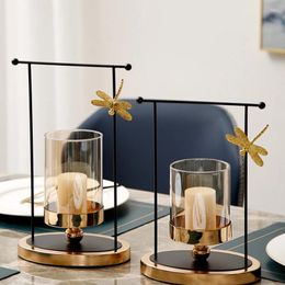 Candle Holders Metal Simple Creative Holder Centrepiece Nordic Glass Pillar Luxury Porta Candele Room Decoration AH50CH